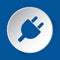 Electrical plug symbol - blue icon on white button