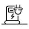 Electrical refueling station icon, outline style