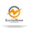 Electrical repair logo with gear concept. vector technology icon