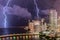 Electrical summer Storm over Miami cityscape