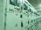 Electrical switchgear in production. Electrical substation, high voltage line cubicles,