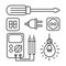 Electrical tools equipment vector illustration with simple sketching style