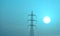 Electrical tower with bright sun and color effect
