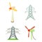 Electrical tower icon set, cartoon style
