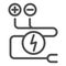 Electrical wiring line icon. Cable vector illustration isolated on white. Electrical cord outline style design, designed