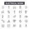 Electrical work line icons, signs, vector set, outline illustration concept