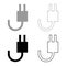 Electricfork with wire set icon grey black color vector illustration flat style image