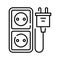 Electricial outlets line icon, concept sign, outline vector illustration, linear symbol.