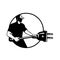 Electrician Electrical Mechanic Carrying Electric Plug Circle Retro Black and White