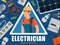 Electrician, energy supply equipment vector banner