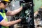 Electrician Engineers repairing machinery in industrial plants. worker Working at the Heavy Industry Manufacturing Facility