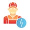 Electrician flat icon. Man electric color icons in trendy flat style. Electricity worker gradient style design, designed