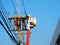 Electrician man working at height and dangerous ,high voltage power line