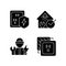 Electrician service black glyph icons set on white space