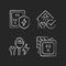 Electrician service chalk white icons set on dark background