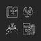 Electrician service chalk white icons set on dark background