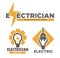 Electrician service and electric repair works isolated icon