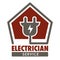 Electrician service isolated icon plug and current wiring