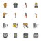 Electrician tool filled outline icons set