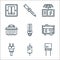 electrician tools and line icons. linear set. quality vector line set such as capacitor, diode, power plug, power, neon, toolbox,