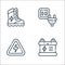Electrician tools and line icons. linear set. quality vector line set such as charging battery, electricity, plug
