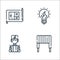 electrician tools and line icons. linear set. quality vector line set such as inductor, electrician, light bulb