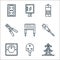 electrician tools and line icons. linear set. quality vector line set such as pylon, g, dimmer, tester, inductor, wire stripper,