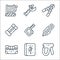 electrician tools and line icons. linear set. quality vector line set such as stapler, power switch, level, tester, measure tape,