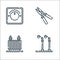 Electrician tools and line icons. linear set. quality vector line set such as street lamp, transformer, pliers