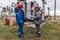 Electricians at the substation