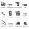 The Electricians tools flat icon set