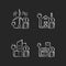 Electricity cost chalk white icons set on dark background