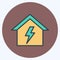 Electricity Danger Icon in trendy color mate style isolated on soft blue background