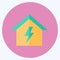 Electricity Danger Icon in trendy flat style isolated on soft blue background