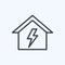 Electricity Danger Icon in trendy line style isolated on soft blue background