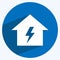 Electricity Danger Icon in trendy long shadow style isolated on soft blue background