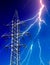 Electricity Energy Pylon with Lightning