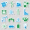 Electricity and energy symbol color stickers set eps10