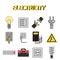 Electricity flat icons set