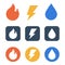 Electricity, Gasification, Water supply icons set