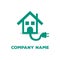 Electricity green house with plug home repair vector logo icon