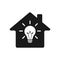 Electricity home logo. Light bulb in the house. Flat style