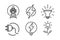 Electricity icon set. Outline thin line illustrations. Isolated