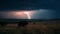 Electricity illuminates spooky landscape during thunderstorm night generated by AI