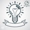 Electricity light bulb symbol, insight emblem. Vector brain storm conceptual icon - corporate problem solution theme.