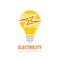 Electricity logo tempale design. Electric lightbulb concept logo sign. Lightning creative logo symbol. Vector illustration