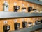 An electricity meter room. Various types of meters for taking readings.