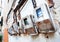 Electricity metering devices on the wall of a house