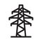 Electricity network station icon in outline style on white background.