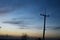 Electricity poles silhouette in sunset